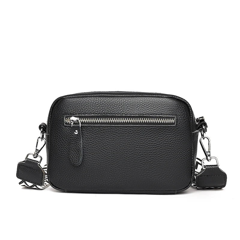 Sac Maë – Cuir de vache grainé & Sangle géométrique