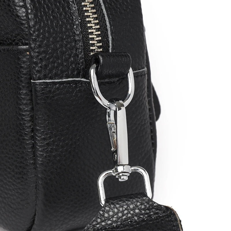 Sac Maë – Cuir de vache grainé & Sangle géométrique