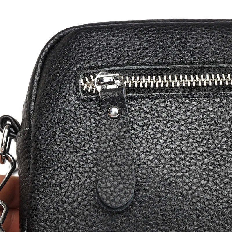 Sac Maë – Cuir de vache grainé & Sangle géométrique