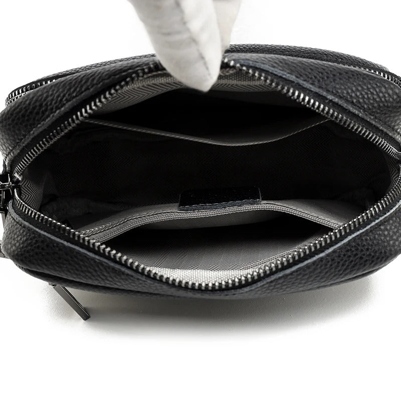 Sac Maë  – Cuir de vache grainé & Sangle géométrique