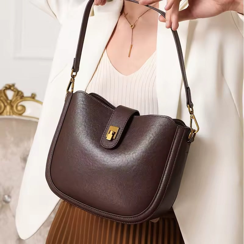 Sac à main Elena - Cuir de vache lisse & bandoulière