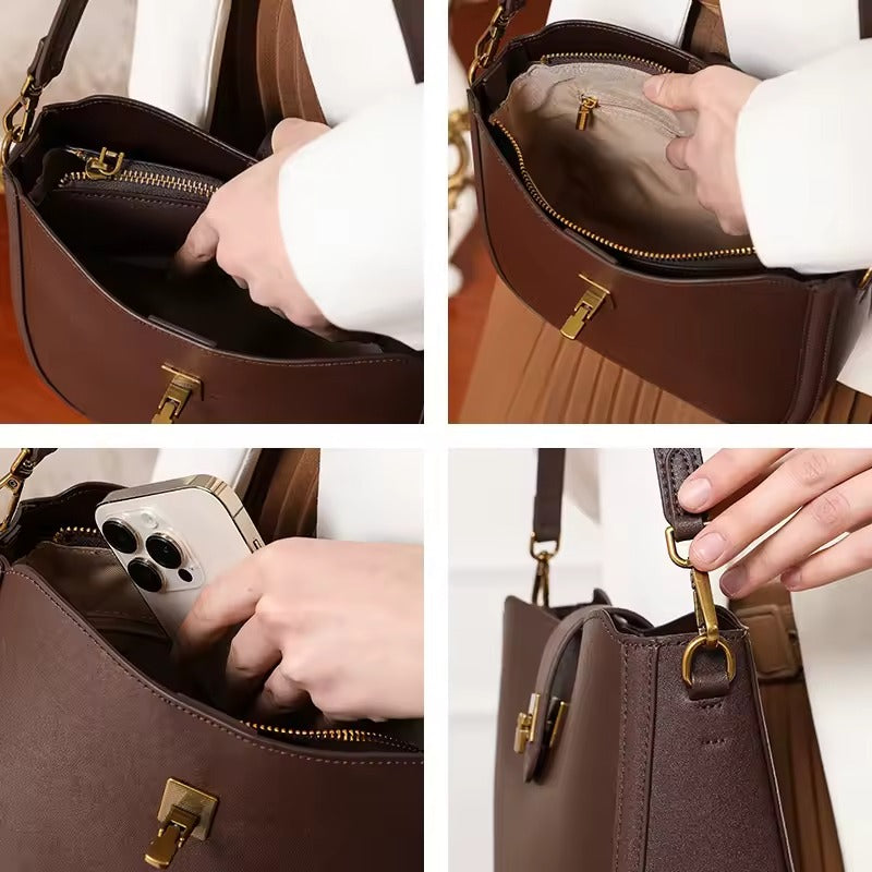 Sac à main Elena - Cuir de vache lisse & bandoulière